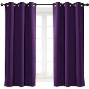 NICETOWN Blackout Room Darkening Window Curtain Triple Weave Home Decoration Solid Ring Top Blackout Room Darkening Drape for Bedroom (Single Panel, 42 x 63 inch, Royal Purple)