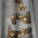 JORAE Gold Bunny Statues Easter Rabbit Figurines Set of 3 Vintage Rabbit Statues Animal Home Dcor Office Table Ornament, Champagne Gold, 4" H, Polyresin