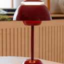 Flowerpot Cordless Table Lamp, 5000mAh Battery Mushroom Lamps,Portable Patio Table Lamp,Small Rechargeable Lamp for Nightstand,Dimmable Touch Bedroom Lamp for Indoor Outdoor (Wine Red)