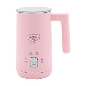 GreenLife Ceramic Electric Milk Frother, 10oz, 4-in-1, Auto Hot and Cold Foam, Dense and Light Foam, PFAS Free, Cordless Milk Warmer and Steamer for Latte, Coffee, Pink