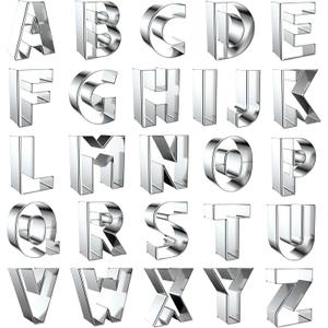2 Inch Alphabet Cookie Cutter Set - 26 Piece Small Alphabet Letters Shapes Molds - Stainless Steel