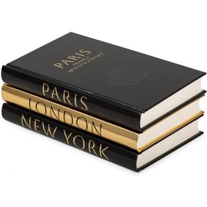 Decorative Books for Home Decor Decorative Hardcover Display Faux Books for Bookshelf Black and Gold Foiled Decor Books for Coffee Table Fashion Designer Books Decor Set of 3 (Black and Gold)