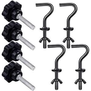 Therwen 8 Pcs Hammock Hardware Kit Heavy Duty Hammock Stand Hook Replacement Thread Hand Knob for Swing Chair Patio Umbrella Base Garden(Black)