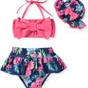 Aalizzwell Baby Girl 2-Piece Bikini Swimsuit with Hat Floral Size 70
