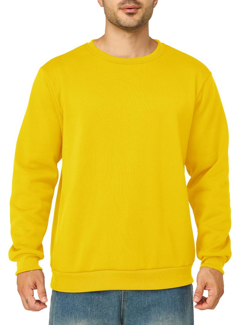 Asrlivp Mens Crewneck Sweatshirts Casual Fleece Pullover Sweatshirt Long Sleeve Basic Sweat Shirts(XXXL,Yellow) (XXXL)