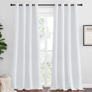 NICETOWN Room Darkening Curtain Panels - Home Fashion Ring Top Thermal Insulated Room Darkening Curtains for Bedroom/Nursery (2 Panels, 55 inches W x 90 inches, Greyish White)