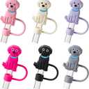 2 x HWGODDYE 6PCS Dog Straw Cover Toppers for Stanley Cup with Handle 40oz/30oz Accessories