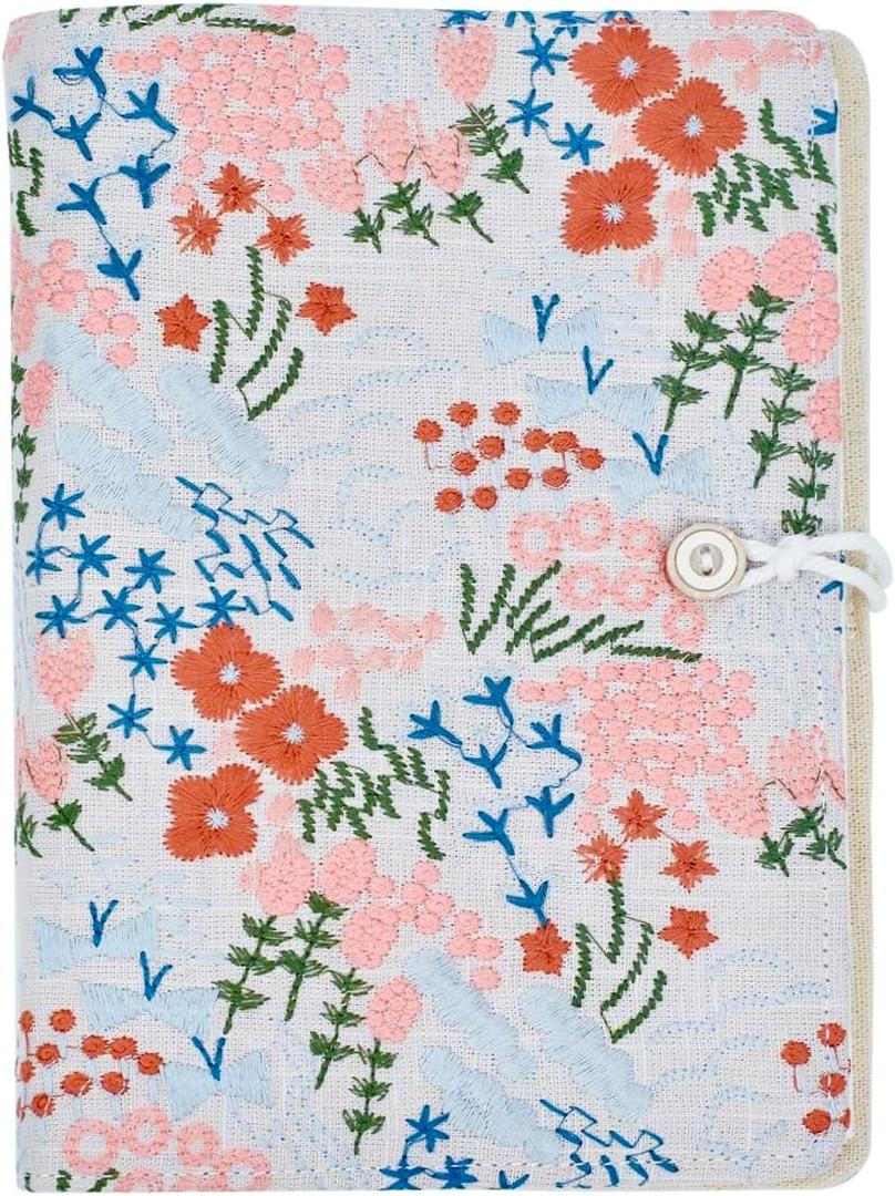 Embroidered Fabric Journal A5 Hardcover Notebook with 90 Lined Pages, Lay-Flat Design Elegant Cloth Cover Notebook for Women, Girls, Gift, Diary, Notes, or Daily Writing, 8" L x 5.75" W