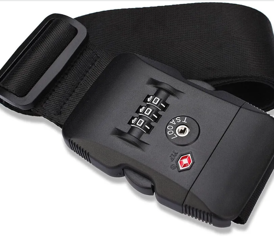 Adjustable TSA Luggage Straps,Cross Suitcase Belts 3-Digit Combination Lock for 20-34" Suitcases,Great Travel Accessory (Black)