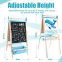 Wooden Easel for Kids, Adjustable Kids Art Easel, Learning Toy for Boys and Girls Ages 3-4 4-8 8-12, Wooden Blackboard & Magnetic Whiteboard and Drawing Paper Holder, 2 Drawing Paper Roll