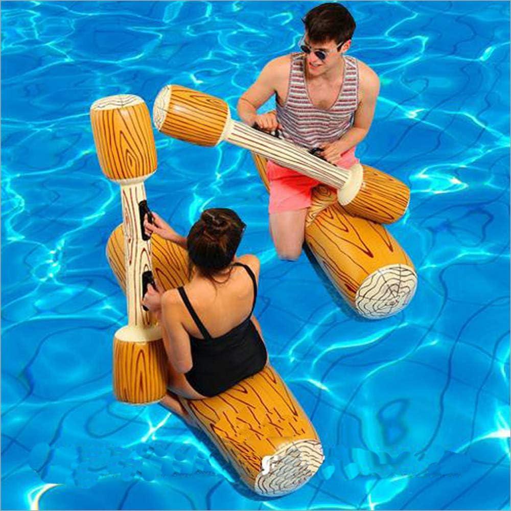 2 Pcs Set Inflatable Floating Row Toys, Adult Children Pool Party Water Sports Games Log Rafts to Float Toys (Yellow)