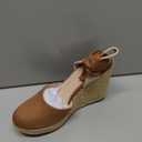Ermonn Womens Espadrilles Wedge Sandals Platform Closed Toe Ankle Strap Lace Up Summer Shoes, Size 7