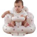 Upgrade Inflatable Baby Seat with Tray for Babies 3-36 Months, Built in Air Pump Bumbo Seat with Tray, Load-Capable Baby Chair Sit Me up Floor Seat for Baby, Learning to Sit&Feeding (Bear)
