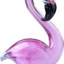 QFkris Hand Blown Glass Pink Flamingo Figurines, Art Glass Flamingo Sculpture, Souvenir Home Decor Valentines Day Gift for Women (Style 2)