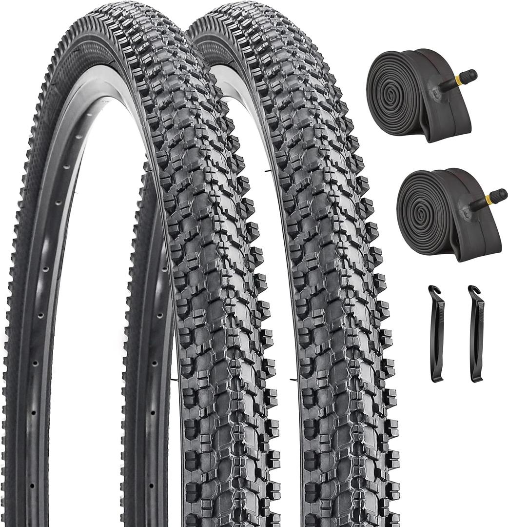 2 Pack 24"/26"x1.95" 26"x2.1" 20"x2.125" 27.5"x1.95"/2.125" Inch Bike Tire Folding Bead Replacement Tire Double Packing for Mountain Bicycle Tire with or Without Tubes and Levers