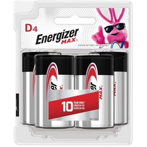 Energizer MAX D Batteries (4 Pack), D Cell Alkaline Batteries