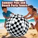 2 Pack 20-Inch Diameter Race Car Themed Beach Balls - Large Inflatable Black and White Checkered Beach Balls for Birthday Party Decorations, Summer Pool and Beach Game, and Bulk Party Favors