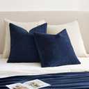 MIULEE Navy Couch Pillow Covers 18x18 Inch, Set of 2 Soft Chenille Decorative Square Throw Pillow Covers Farmhouse for Sofa Living Room Bed