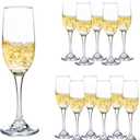 Glass Champagne Flutes Set of 12, 6oz Classic Champagne Glasses, Sparkling Wine Glass, Champagne Flutes with Long Stem for Party, Wedding and Home - Clear