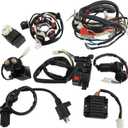 Electrics Wiring Harness Loom Kit Electrics Stator Coil CDI Wiring Harness Solenoid Relay Spark Plug for GY6 150cc-250cc ATV Quad