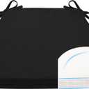 Hiasan D-Shaped Chair Cushions for Dining Chairs, 2" Thick Seat Cushions with Ties and Removable Washable Cover, Chair Pads for Kitchen, Indoor Dining Room Patio Chairs, 17" x 16", Black