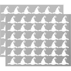 6 x 72PCS Halloween Witch Hats Wall Decals Self-Adhesive Vinyl Sealing Labels Halloween Party Favor Supplies Labels DIY Art Stickers for Home Classroom Birthday Chocolate,Cards Gift Wrap Decor (White)