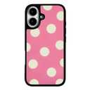 NITITOP Compatible with iPhone 16 Case Cute Stylish Polka Dots for Women Men Girls Boys Glossy PC Hard Back Shockproof Protective Phone Cover - Pink