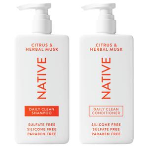 Native Shampoo and Conditioner contain Naturally Derived Ingredients | All Hair Types, Color & Treated, Fine to Dry Damaged | Sulfate & Dye Free | Citrus & Herbal Musk, 16.5 fl oz each (2 pack)