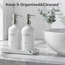 White Glass Soap Dispenser Set for Kitchen, Hand and Dish Soap Dispenser with Stainless Steel Pump & Resin Tray, Perfect for Kitchen,Hotel Rental-Modern Soap Dispenser Decor for Kitchen