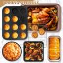 26pcs Nonstick Baking Pans Set Carbon Steel, Muffin Pan with Silicone Cups, Cooling Rack, Round & Square Cake Pans, Measuring Cups & Spoons, Bakeware Sets for Beginners, Renters & Home Bakers