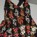 Deep V Neck Floral Embroidery Dress for Women Plunge Neck Sleeveless Embroidered Dress Summer A-line Tulle Flower Prom Dress Short Vintage Cocktail Wedding Party Evening Dress Black+Red Floral M