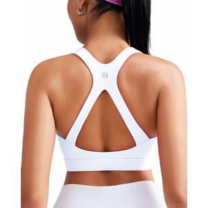 RUNNING GIRL Sports Bra for Women High Support, Molded Cup High Impact Sports Bras with Sewn in Pads Workout Running Bra (Medium, Snow White)