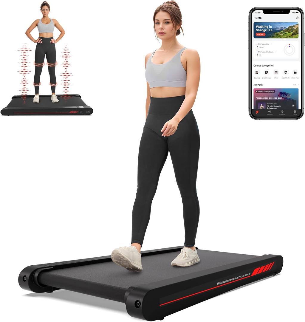 Sperax Walking Vibration Pad,Under Desk Treadmills for Home,4 in 1 Vibration Plate Exercise Machine,Portable Walking Pad with APP,350 Lb Capacity Multifunctional Treadmill Pro Max (Black)