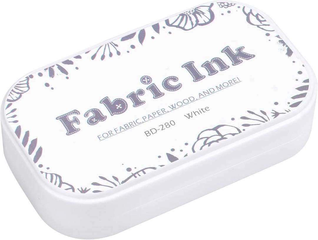 Fstaor Large White Ink Pad for Rubber Stamps, 3.7x2.2 inch Stamp Pads Permanent for Fabric Paper Wood