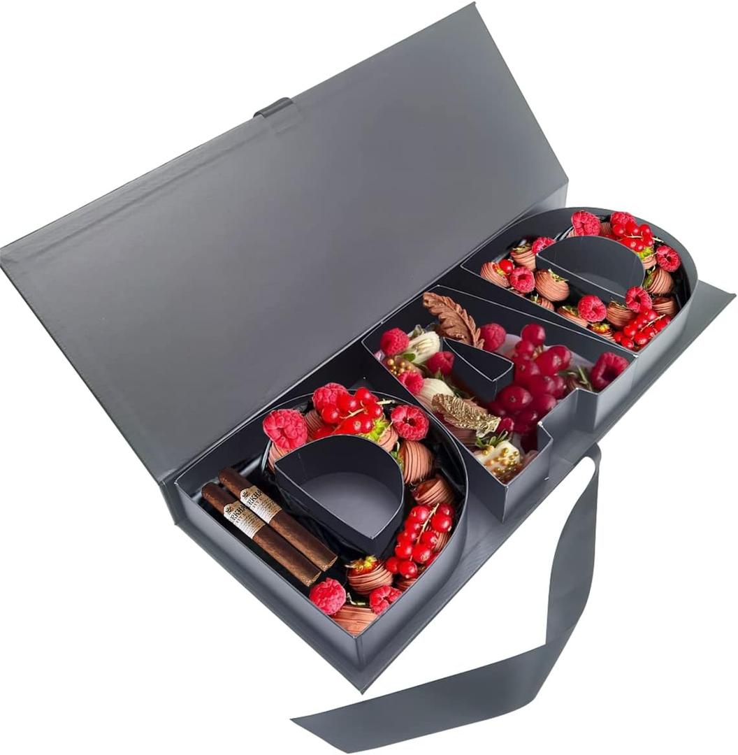 WENPACK Empty Father's Birthday DAD Sweet Gift Box Cardboard Letter Shaped Fillable Chocolate Strawberry Candy Packaging (Black)