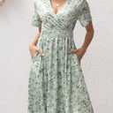 Casual Midi Summer Dresses for Women (Green, XL)