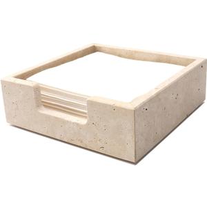 Cocktail Napkin Holder,Travertine Stone Napkin Holders Fit for 5x5 Cocktail-Sized Napkins,Stone Napkin Holder for Table Kitchen Counter Dining Room Party Bar Decor,Beige (6.3 x 6.3 Inch)