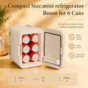 Mini Fridge for Bedroom - Portable 4 Liter/6 Can Cooler & Warmer for Skincare, Cosmetics, Makeup, Medicine & Food - Small Refrigerator with AC/DC Power for Home, Car, Dorm & Office