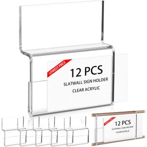 Kathfly 12 Pcs Slatwall Sign Holder Acrylic Product Label Holder Horizontal 3.5 x 2 Business Cards or Stickers Clear Office Reception Areas Display