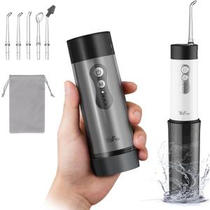YaFex Water Dental Flosser Teeth Pick - Cordless Portable Oral Irrigator Rechargeable Collapsible Mini Irrigation Cleaner, 4 Modes, with DIY, IPX7 Waterproof Travel Floss for Teeth Cleaning (Black)