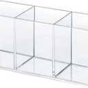 elysolpluv Clear Acrylic Silverware & Pen Organizer Caddy, Transparent Plastic Silverware Holder, Perfect for Office, Bedroom, and Bathroom Storage