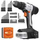 Litheli 20V Cordless Drill Driver Set, Electric Power Drill with 2 Variable Speed Settings, 1/2 Inch Keyless Chuck, 21+1 Clutch Settings with Maximum Torque of 443 In-lbs