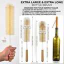 ALINK Extra Large Long Bottle Brush Set - 16" / 15" Long Bamboo Handle Bottle Cleaner for Narrow Neck Beer Wine Bottles, Decanter, Tumblers, Thermos, Jugs with Straw Brush, Kettle Spout/Lid Brush