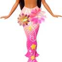 Barbie Mermaid Toy Dolls with Surprise Magic Blooming Flowers Feature, Ombre Tails, Pearl Headband Accessory & Long Brown Hair with Purple Highlights
