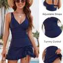 Blooming Jelly Womens Tankini Swimsuits Tummy Control Bathing Suit Two Piece Retro Swim Skirt Modest V Neck Swimwear