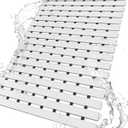 DEXI Bathtub Shower Mat Non Slip, 17x26 Bath Tub Floor Mats, Textured Bathroom Bathmat, Drain Holes, Washable, Easy Dry, White