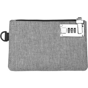 GEEDUD Lockable Money Bag - 5x8 Inches Durable Nylon Locking Bank Bag Coin Purse for Cash, Jewelry, Passports, Medicine, Credit Cards and Valuable Storage Cash Bag (Grey)