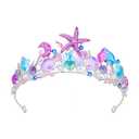 YARIEW Mermaid Crown Mermaid Birthday Decorations Mermaid Costume Mermaid Tail Starfish Fish Scales Seashell Hair Accessories Wide Mermaid Headband Mermaid Birthday Party Gifts Purple