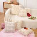 Valentines Pillow Covers 16x16 inch Set of 2 Valentines Day Decorations Beige Hearts Decorative Throw Pillow Covers for Bedroom Sofa Holiday Festivals Home Decor