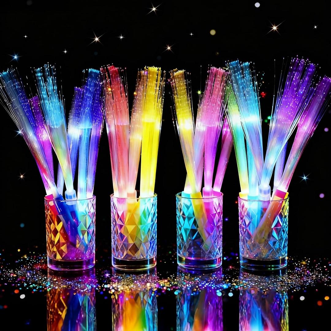 24 PCS Fiber Optic Wand,Glow Fiber Optic Wands,Glow in The Dark Party,Glow Wands led Light up Party Favors for Wedding,neon Party,New Year Party Favors,Halloween,Christmas,Bar DJ